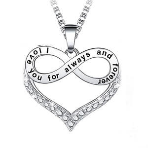 Collana con Ciondolo a Forma di Cuore e Numero Otto alla Moda per Donne, Catena Classica dell'Amore Eterno per Coppie - Product Image 4