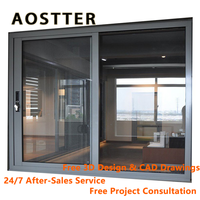Ventanas Corredizas de Aluminio con Doble Acristalamiento y Recubrimiento en Polvo de Vidrio Templado AOSTTER, Ventanas Antirrebote, Ventanas Corredizas de Vidrio