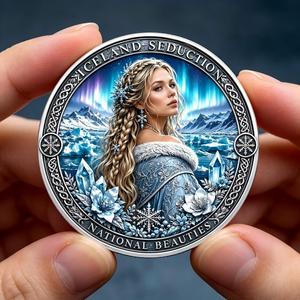 Moneda Redonda de Cobre de 1 Onza con Diseño de Bellezas Nacionales de Islandia 2026 |   <span class=keywords><strong>Arte</strong></span> de las auroras boreales y de los glaciares - Product Image 1