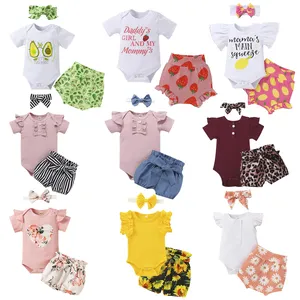 100% cotton printing newborn baby girls clothes 0-2 years old can be customized clothing sets