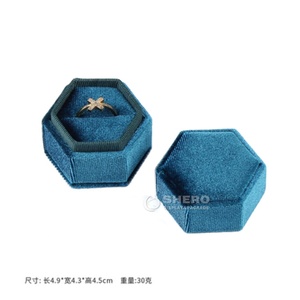 Luxury Hexagon Velvet <b>Ring</b> <b>Box</b> Custom Logo Premium Jewelry Gift <b>Box</b> for Engagement Durable Portable Jewelry Storage Display Case - Product Image 1