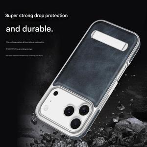 Wholesale Electroplating PU Leather Phone Case for <b>iPhone</b> 18 17 16 15 14 13 12 Pro Max With Hidden Strip Stand Shockproof Cover - Product Image 6