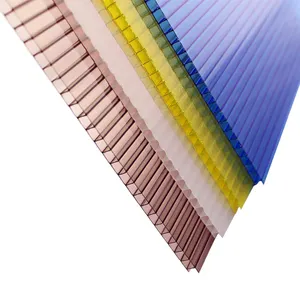 Material plastik PC berongga berwarna atap plastik lembar bergelombang polikarbonat