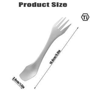 Fourchette-cuillère multifonctionnelle 3 en 1 en titane, couverts <span class=keywords><strong>de</strong></span> <span class=keywords><strong>camping</strong></span> imperméables, équipement <span class=keywords><strong>de</strong></span> survie tactique pour la randonnée en plein air - Product Image 2