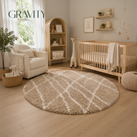 Tapis rond moderne et minimaliste en laine douce écologique à motif écossais pour table basse, chambre, salon et bureau – Collection 2026
