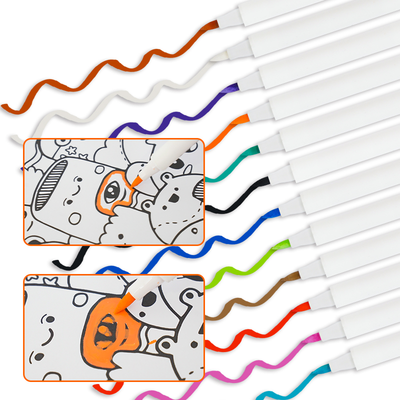 Fine & Brush Tip Water-Based Acrylic Paint Marker Oem Colors Liquid Fluorescent Paint Marker Pen for Rock Painting Set