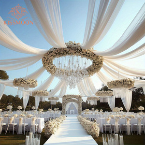 Meubles de mariage en plein air, chaises et tables de mariage avec fond de scène de mariage fleuri pour les décorations de fête de mariage - Product Image 1