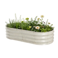 Kit de jardinière surélevée galvanisée, bac à plantes extérieur avec bordure de sécurité, grandes jardinières surélevées en métal pour la culture de légumes, fleurs et herbes