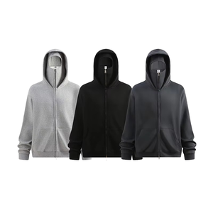Masque d'hiver personnalisé, style streetwear décontracté, en molleton bouclette 100% coton, délavé à l'acide, coupe oversize ample et carrée, respirant, unisexe - Product Image 1