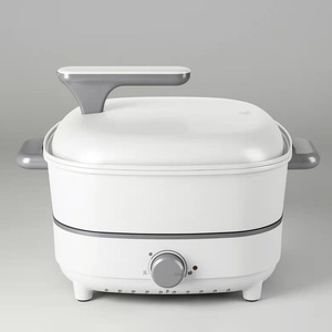 Olla caliente eléctrica multifuncional blanca de 4L de nuevo diseño, sartenes de dos sabores, tapas de vidrio de aluminio con patrón cuadrado <span class=keywords><strong>para</strong></span> uso doméstico en RV - Product Image 5