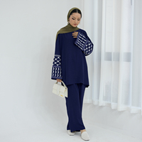 Loriya été vêtements pour femmes Dubai Abaya vêtements islamiques broderie palestinienne Polyester Abaya ensemble-2 pièces pantalon musulman haut