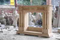 Décoration de maison classique européenne Cheminée en pierre décorative murale moderne sculptée à la main personnalisée Cheminée en marbre moderne avec colonne pilier