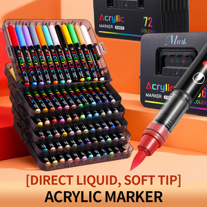 Marqueurs acryliques liquides de haute qualité avec pointe pinceau souple, système de contrôle de l'encre, étui de rangement portable, utilisés par les étudiants - Product Image 3