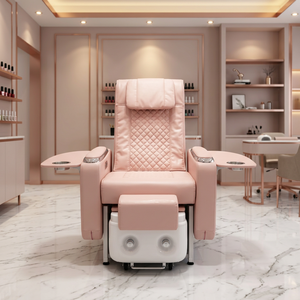 Fauteuil de pédicure électrique moderne pour salon, avec bassin à pieds LED 7 couleurs, design inclinable, drainage automatique sans tuyauterie - Product Image 1