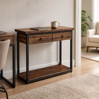 Console de style design pour hall d'entrée avec deux tiroirs de rangement et étagère inférieure ouverte pour un bureau à domicile confortable
