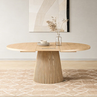 Table de salle à manger extensible moderne en MDF grain de bois avec couleur bois naturel pour ensemble de salle à manger