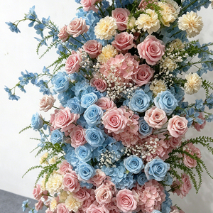 Arreglo de Flores Artificiales en Cascada Rosa y Azul Macaron para Decoración de Fondo de Arco de Boda - Product Image 2
