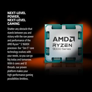 AMD <span class=keywords><strong>Ryzen</strong></span> <span class=keywords><strong>5</strong></span> 9600X 6-core 12-Thread ปลดล็อคเดสก์ท็อปโปรเซสเซอร์ AM5 Zen5เดสก์ท็อปซีพียูบรรจุกล่อง - Product Image 4
