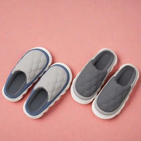 Sandal Rumah Pria Musim Dingin Bahan Katun, Warna Solid, Dasar, Anti Selip, Lembut, Bulu Halus, Tahan Air