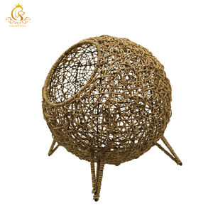 EUR PET Kleines Katzen bett Hand gewebtes Bananen blatt Kätzchen Haus Eigentums wohnung Kissen Natürliches festes Muster Abnehmbares gewebtes Tier motiv - Product Image 6