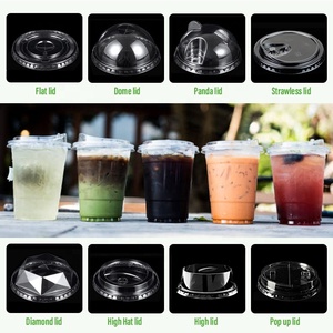 Vaso de plástico PET desechable impreso personalizado <span class=keywords><strong>con</strong></span> tapas planas para café helado, bebida, batido, jugo, soda, vasos de cóctel - Product Image 6