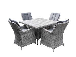 Juego de vajilla de ratán de aluminio para exteriores moderno de 4 plazas de alta calidad diseño cuadrado con vidrio cerámico <span class=keywords><strong>Lazy</strong></span> <span class=keywords><strong>Susan</strong></span> - Product Image 5