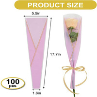 Manchons pour roses individuelles, sacs d'emballage pour fleurs avec lettres or rose, fournitures de fleuriste en plastique, cadeau personnalisable pour la Fête des Mères