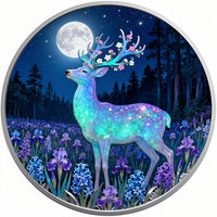 Pièce ronde en cuivre coloré à relief élevé, motif cerf Sika, 1 Troy oz, base en cuivre pur 999 avec placage argent 999, personnalisable