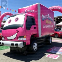Camion de livraison gonflable géant rose réaliste de 6 m pour événements en plein air, foires, centres commerciaux et marketing de marque