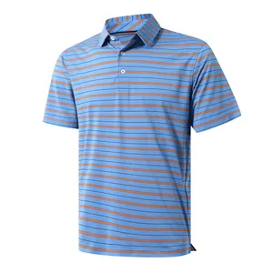Geborduurde Golf Polo Shirts Strip T Shirt Met Kragen Hoge Kwaliteit Unicolor Polyester Mock Hals Polo 'S Voor Mannen