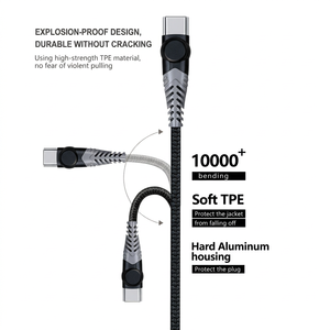 สาย USB C to USB C 60W รองรับการชาร์จเร็ว 3A 20V สาย Type C <span class=keywords><strong>แบ</strong></span>บสองสี ผลิตจากทองแดงปลอดออกซิเจน รองรับการส่งข้อมูล 480Mbps สำหรับแล็ปท็อปและโทรศัพท์ - Product Image 3