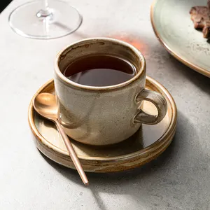 Ensemble de tasses en céramique pour café, Restaurant, avec soucoupe, rétro, scandinave, café #, 2023