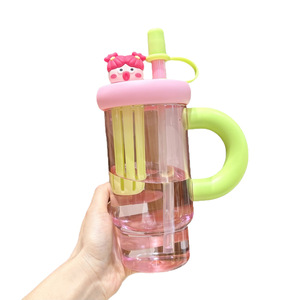 Gobelet isotherme grande capacité anti-fuite avec paille et design élégant de dessin animé pour femmes, idéal pour l'extérieur - Product Image 5