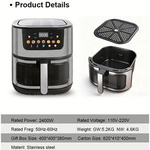 โรงงานขายส่ง OEM หม้อทอดไร้น้ำมันไฟฟ้าขนาดใหญ่ ความจุ 10 ลิตร 12 ลิตร 15 ลิตร เครื่องทอดลมร้อนดิจิตอล เตาอบลมร้อน - Product Image 6