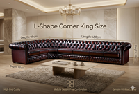 Canapé modulaire de luxe en cuir huilé ciré de 450 cm, design capitonné profond, pour grand projet de mobilier de villa