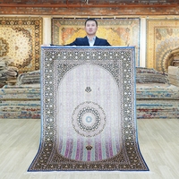 Tapis en soie faits main YILONG 122x183cm, style persan classique floral, lavables, antidérapants, pour mosquée