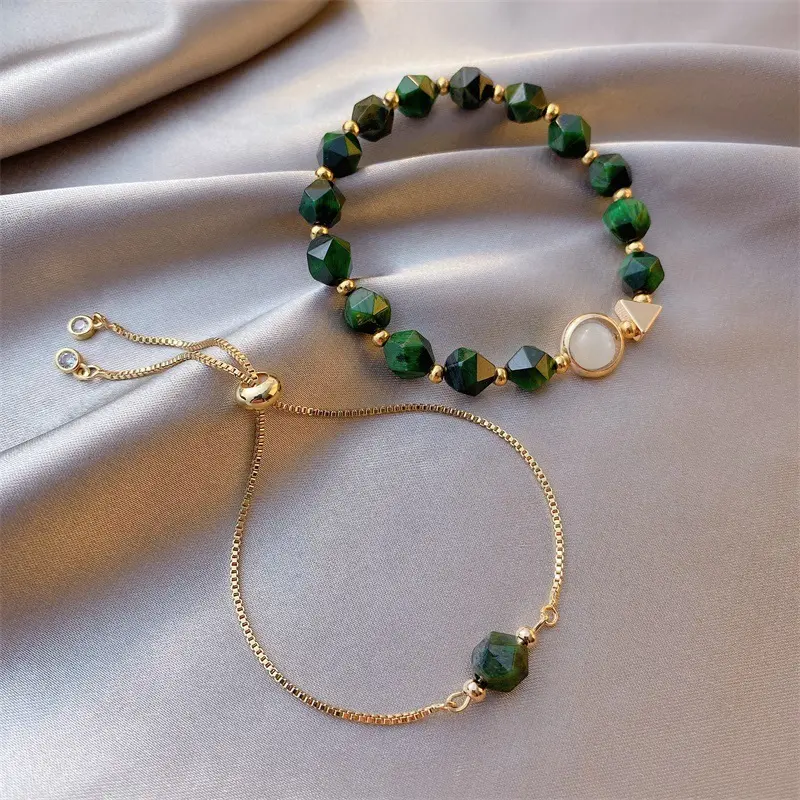 Mode Elegante mehrere handgemachte Armreif Naturstein Edelstein verstellbare Perlen Heilung Chakra Armbänder für Frauen