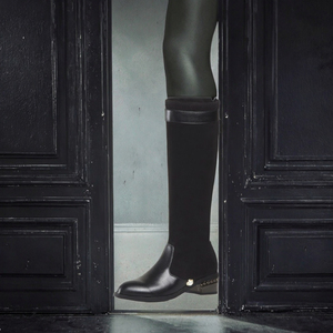 Botas de Invierno y Otoño para Mujer, Estilo Caballero, Altura hasta la Rodilla, Punta Puntiaguda, Cierre de Cremallera, Suela de Goma, Botines Planos - Product Image 2