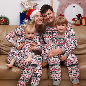 Baju Tidur Keluarga, Piyama Natal Keluarga, Pakaian Tidur Orang Tua dan Anak, Lengan Penuh, Piyama Natal 2021