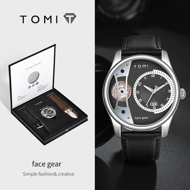 TOMI T105 Alloy Case Set Gift Box Men's Minimalist Business Quartz Watch Luxury Versatile Double Strap Detachable Festival Gift