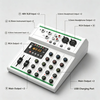 Console de mixage audio professionnelle 4 canaux T05 avec Bluetooth et alimentation fantôme 48V