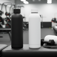 Bouteille d'eau sport en acier inoxydable à double paroi isolée sous vide avec logo personnalisé, goulot étroit, 350 ml, 500 ml, 750 ml, gobelets