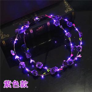 人造花花环花卉带10个发光二极管灯花花束发带婚礼儿童舞会旅行发冠配件 - Product Image 4