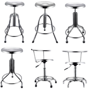 Stainless Steel Round <b>Stool</b> 35cm Thick Seat <b>Adjustable</b> <b>Height</b> Bar Chair Commercial Use - Product Image 4