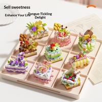 Mini-gâteau créatif en micro-blocs de construction, jouet éducatif à assembler, en plastique, chocolat, fraise, fruits, cadeau d'anniversaire pour garçons et filles