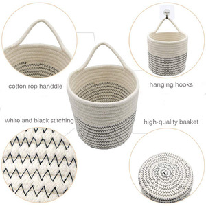 Panier suspendu en corde de coton, panier suspendu pour pot de fleurs, panier suspendu, panier tressé en paille et rotin pour plantes vertes, panier tressé à la main pour la maison - Product Image 2