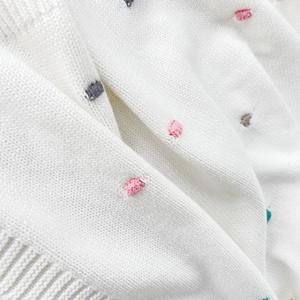 Produits personnalisés <span class=keywords><strong>Bebe</strong></span> Couverture douce pour bébé nouveau-né Couverture en coton douillette à pois tricotée - Product Image 4