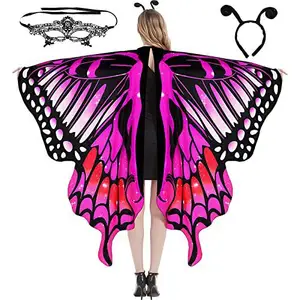 Halloween Butterfly Cape Decorated with Colorful Gradient European and American Belly Dance Cape Butterfly Wings