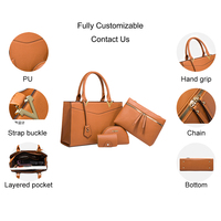 Set Tas Tangan Kulit Vegan Wanita Mewah Logo Kustom Bahan Hardware Merek 4pcs Grosir Harga Pabrik OEM