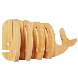 Bamboo Trivet and <b>Coaster</b> <b>Set</b> Whale Shape <b>Coaster</b> <b>Set</b> for Hot Dishes - Product Image 1